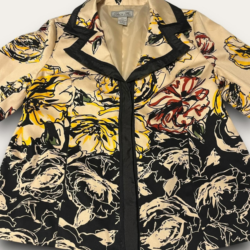 Birch Hill Floral Zip-Up Blazer Jacket Vintage 90s Size Large Boho Workwear - Picture 2 of 8